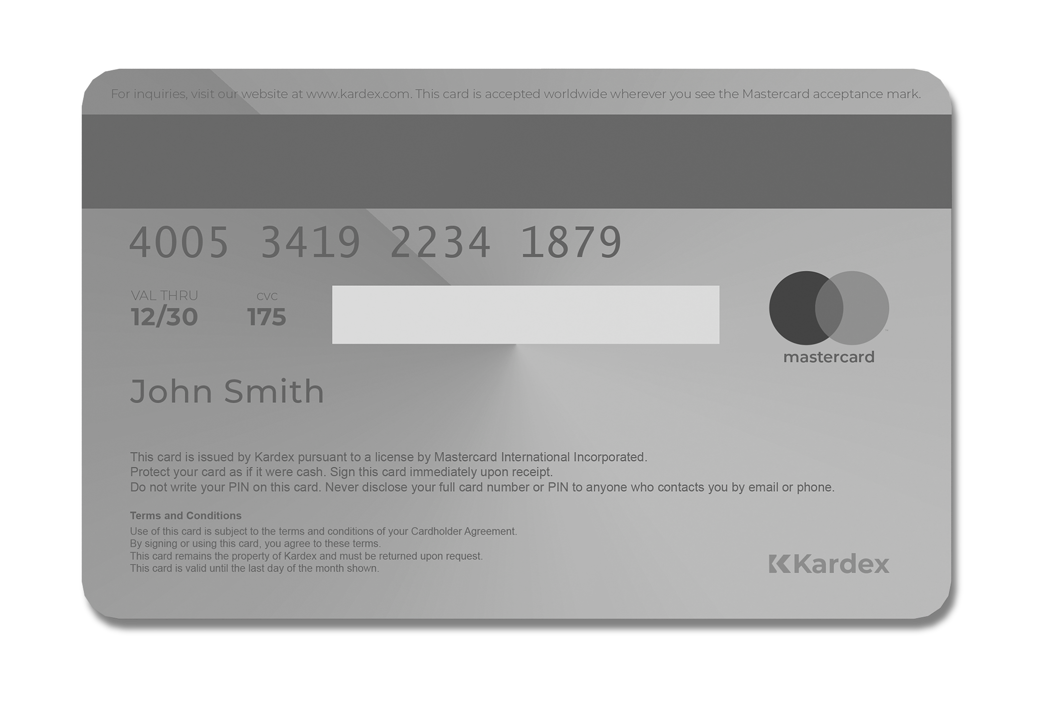 Kardex Signup Process - Back